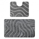 Set de baie din doua piese SUPREME WAVES, valuri, anti-alunecare, moale - gri, 60x100 cm