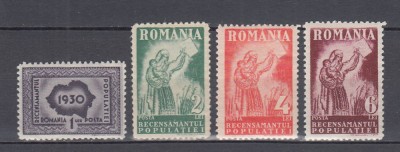 ROMANIA 1930 LP 85 RECENSAMANTUL POPULATIEI SERIE MNH foto