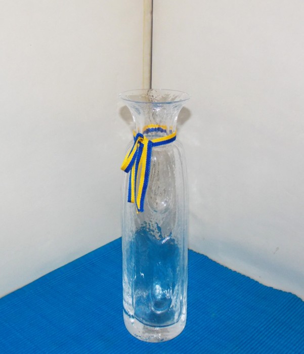 Vaza cristal 24% PbO, suflata manual -Blomknyte- design Rune Strand, SEA Suedia