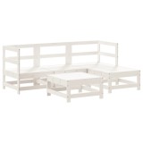 Set mobilier relaxare de gradina 5 piese alb lemn masiv de pin