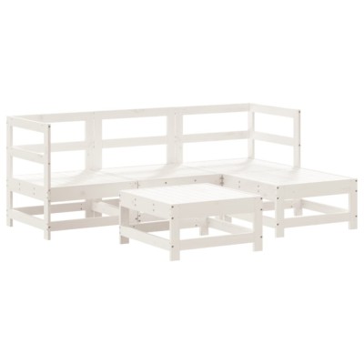 Set mobilier relaxare de gradina 5 piese alb lemn masiv de pin foto
