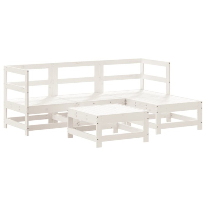 Set mobilier relaxare de gradina 5 piese alb lemn masiv de pin