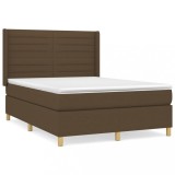 Cumpara ieftin Pat continental cu saltea, maro inchis, 140x200 cm, textil