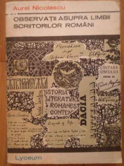 Observatii Asupra Limbii Scriitorilor Romani - Aurel Nicolescu ,300624 foto
