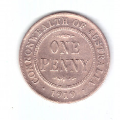 Moneda Australia 1 penny 1919, stare buna, curata