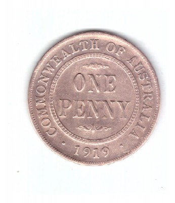 Moneda Australia 1 penny 1919, stare buna, curata foto