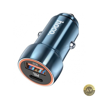 Incarcator Auto HOCO Z46A 20W 3A 1 x USB-A - 1 x USB-C Albastru foto