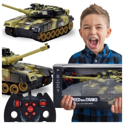 TANCH DE DIMENSIUNI MARI CU TELECOMANDĂ, LUMINĂ ȘI SUNET, TURRETĂ ROTATIVĂ foto