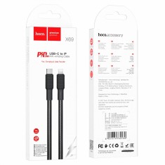 Cablu Date si Incarcare Hoco, USB-C la Lightning, PD20W, Fast Charge, Anti-Winding, QC 3.0, Flat, Braided, 1m,