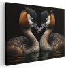 Tablou canvas doua rate salbatice pe lac, maro, negru 1244 Tablou canvas pe panza CU RAMA 50x70 cm