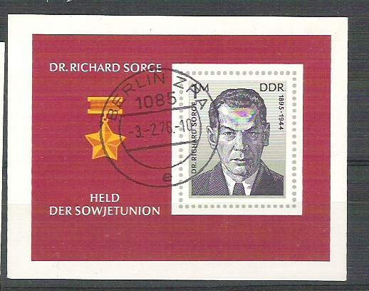 Germany DDR 1976 Dr Richard Sorge, perf. sheet, used H.034