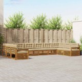 vidaXL Seturi de canapele 10 pcs Natural și Bej Lemn Solid de Acacia 3374198
