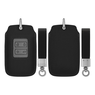 Husa Cheie Auto pentru Renault 4 Butoane - Smart Key, Kwmobile, Negru/Gri, Piele ecologica, 58938.02 foto