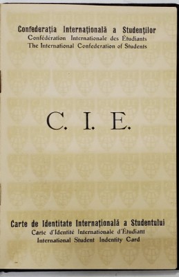 CARNET DE IDENTITATE INTERNATIONALA A STUDENTULUI , 1931 foto