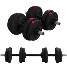 SPORTNOW Haltere 2 &icirc;n 1 ajustabile, gantere cu m&acirc;nere antiderapante, 15KG - Bare incluse | Aosom Romania