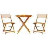 Cumpara ieftin Set mobilier bistro, 3 piese, textil bej/lemn masiv