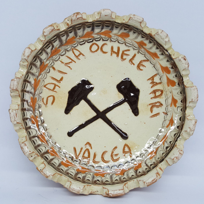 Suvenir farfurie ornamentala ceramica vintage - SALINA OCNELE MARI - VALCEA