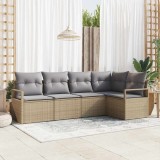 vidaXL Set de canapele pentru grădină 5 pcs Beige și gri deschis