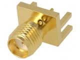 Conector SMA Femelă Margine Dreaptă 50&Omega; SMT Cablu PTFE Aurit