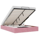Cumpara ieftin Cadru pat otoman fara saltea roz 140x190 cm catifea