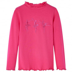Tricou pentru copii cu mâneci lungi, roz aprins, 116