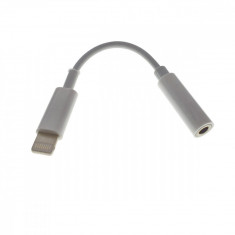 Cablu audio adaptor jack 3.5mm mama la Apple 8 pini Lightning tata, casti audio si microfon, alb