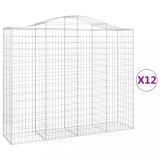 Cumpara ieftin Cos gabion arcuit, 12 buc, 200x50x160/180 cm, fier galvanizat