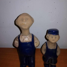 Pereche figurina ceramica vintage Birgitta Olsson pescar tata si fiu Suedia