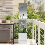 Ghiveci de Grădină cu Panou Decorativ Argintiu 32 x 140 cm