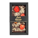 Ciocolata artizanala cu capsuni liofilizate si alune, 70g, Casa Kakau