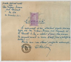 Romania, Scoala primara mixta, Adeverinta, Vulpeni-Prisaca, 1942