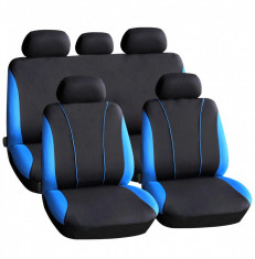 ?Huse Auto, Marime Universala, Negru +Albastru, Compatibilitate Scaune cu Airbag foto