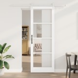 Ușă Glisantă vidaXL cu Set de Hardware Alb 83x232 cm Lemn Masiv Pin, Ușă Interioară vidaXL cu Sticlă &#039;ORKDAL&#039;Alb 83x232x4 cm
