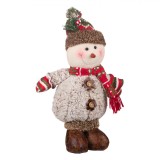 Figurină Decorativă Crăciun, Om de Zăpadă, Poliester, 43 cm, Roșu Maro, Oem