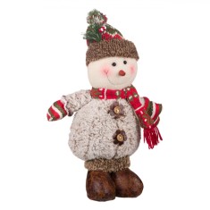 Figurină Decorativă Crăciun, Om de Zăpadă, Poliester, 43 cm, Roșu Maro
