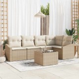 Cumpara ieftin Set de dining pentru grădină cu 6 piese și perne din Rattan Poli Brown