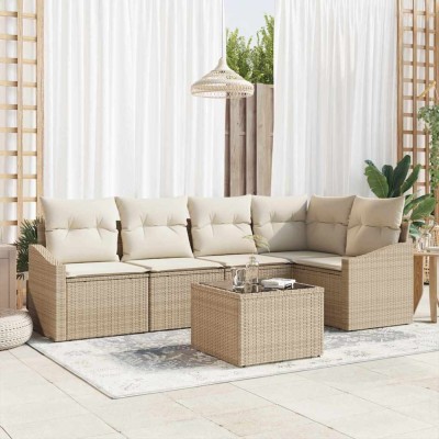 vidaXL Set de canapele pentru grădină 6 pcs Bej Rattan poli 3346731 foto