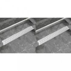 vidaXL Rigolă liniară de duș, 2 buc. 830x140 mm oțel inoxidabil, linii