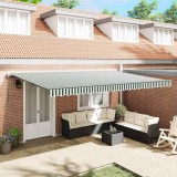 Cumpara ieftin Cortina Retractabilă Verde și alb 500 &times; 350 cm țesătură