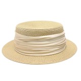Cumpara ieftin Palarie din rafie bej cu banda textila