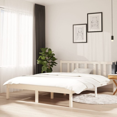 Cadru de pat, 140x190 cm, lemn masiv de pin foto