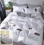 Cumpara ieftin Lenjerie Pat Bumbac 4 Piese cu Elastic Gri 180x200 cm