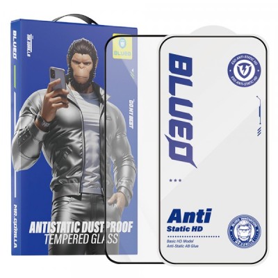 Folie de protectie Ecran Blueo Anti-Static HD pentru Apple iPhone 16 Plus / 15 Plus, Sticla Securizata, Full Glue, Neagra foto
