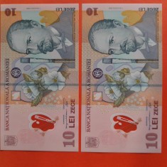 2 x Bancnota 10 lei 2008(2008) - UNC++++ - consecutive