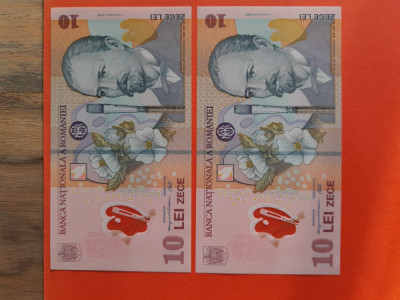 2 x Bancnota 10 lei 2008(2008) - UNC++++ - consecutive foto