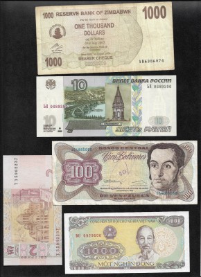 Set 5 bancnote de prin lume adunate (cele din imagini) #272 foto