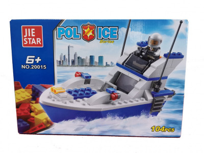 Lego barcuta de politie JIE STAR POLICE 104 piese foto