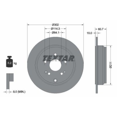 Set disc frana Honda Cr-V 3 (Re) 06.06-, Cr-V 4 (Rm) 01.12-, Spate, 302X10mm, plin, TEXTAR foto