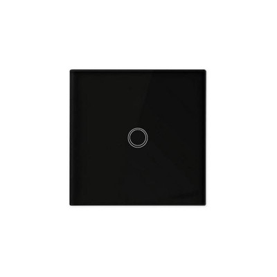 Interupator simplu cu touch, IP45, sticla securizata, 86 x 86 x 7 mm, negru foto