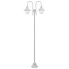 VidaXL St&acirc;lp cu lumini de grădină E27 220 cm, aluminiu 2 lămpi, alb
